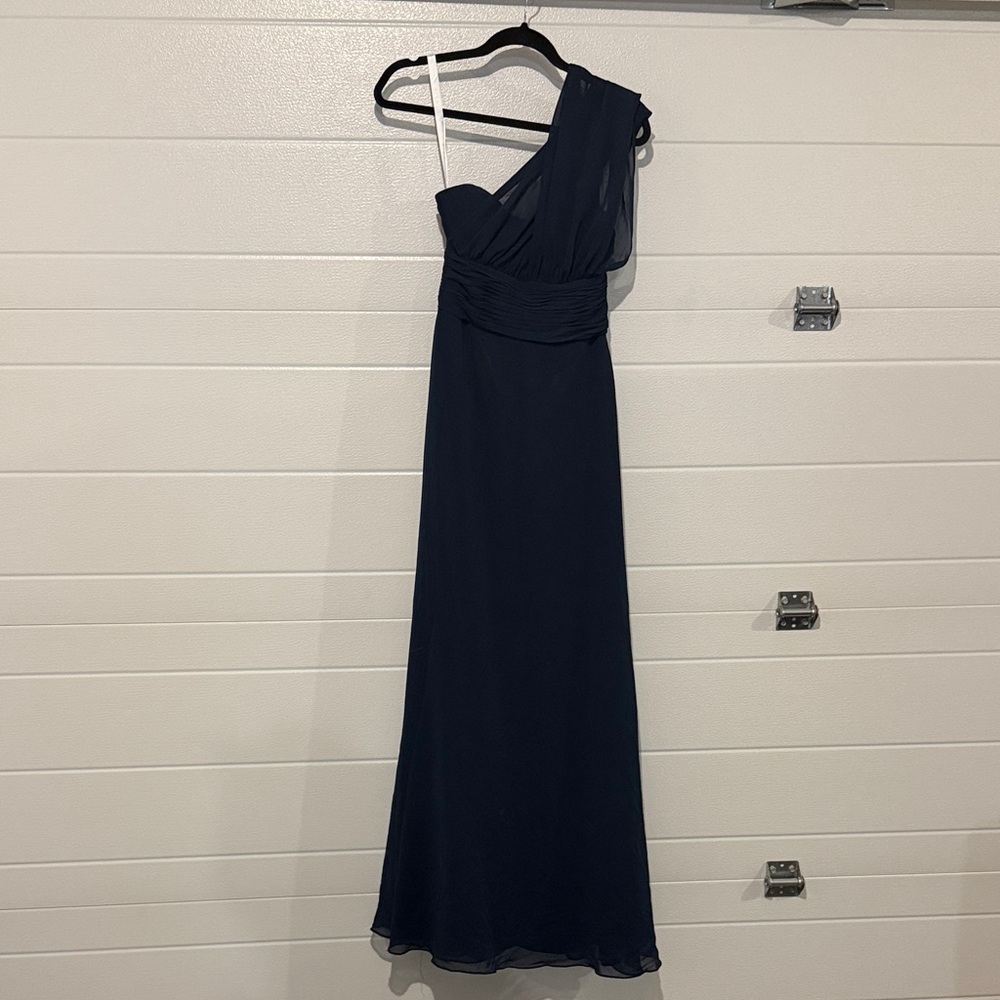 Azazie Midnight Blue One-Shoulder Bridesmaid Gown